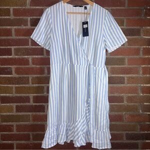 Size L - Vero Moda Striped Short Sleeve Wrap Dress Lightweight NWT